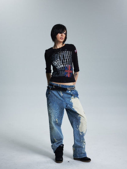 Asymmetrical Topstitch Mid Sleeve T【s0000016998】