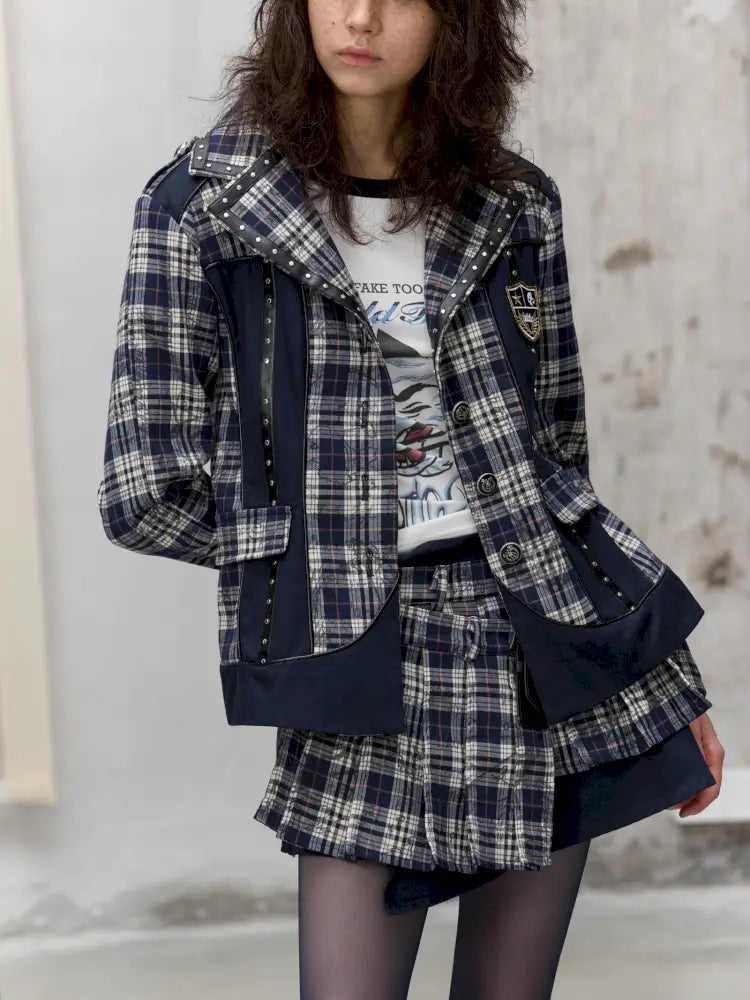 College Style Asymmetric Suit Pleated Skirt【s0000014205】