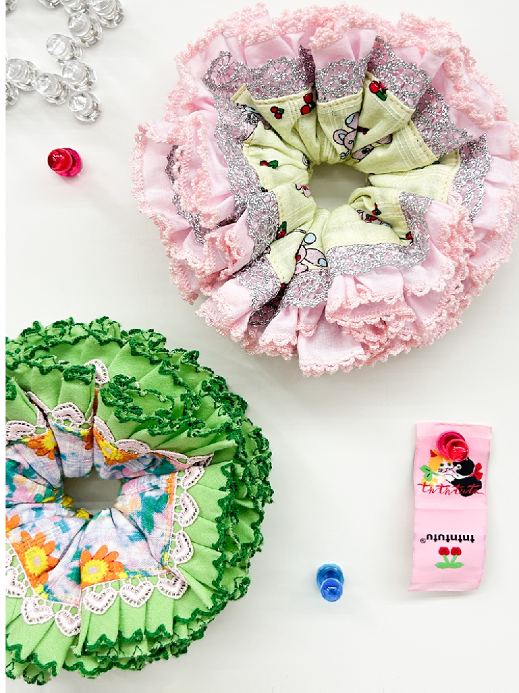 Two Color Lace Pile Scrunchies【s0000016709】