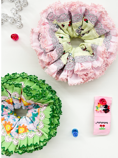 Two Color Lace Pile Scrunchies【s0000016709】