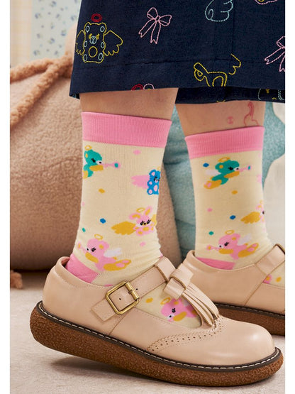 Animal angel knitted mid-calf socks【s0000013194】