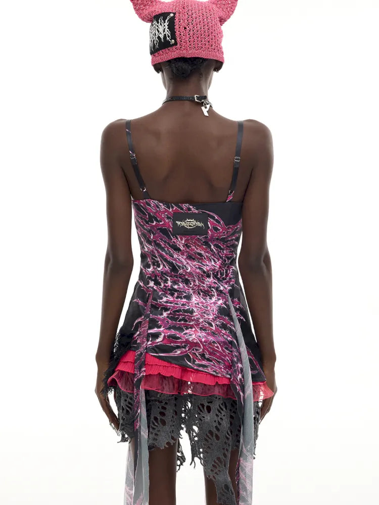 Punk-Chic Rock Y3K Digital Dress【s0000014007】