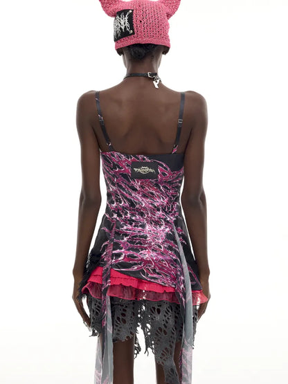 Punk-Chic Rock Y3K Digital Dress【s0000014007】