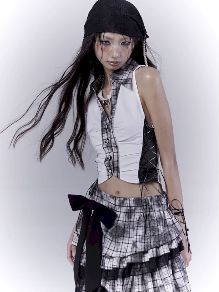 Plaid model splicing shirt【s0000012374】