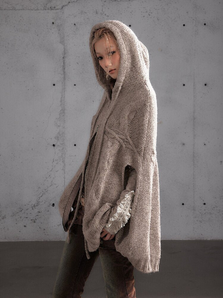 Twisted Knit Wool Cape Jacket【s0000019160】