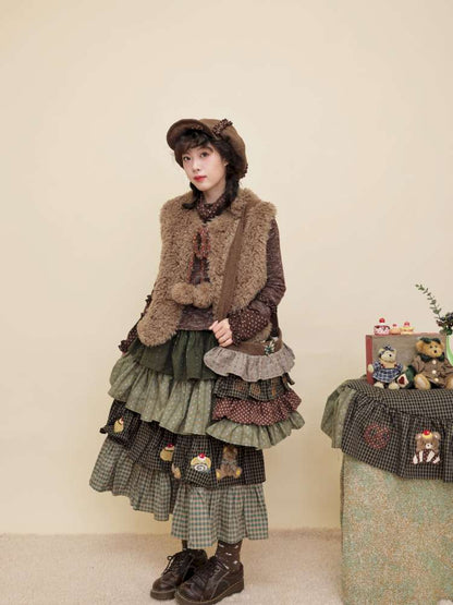 Vintage Girl Bear Dessert Cake Skirt【s0000014843】