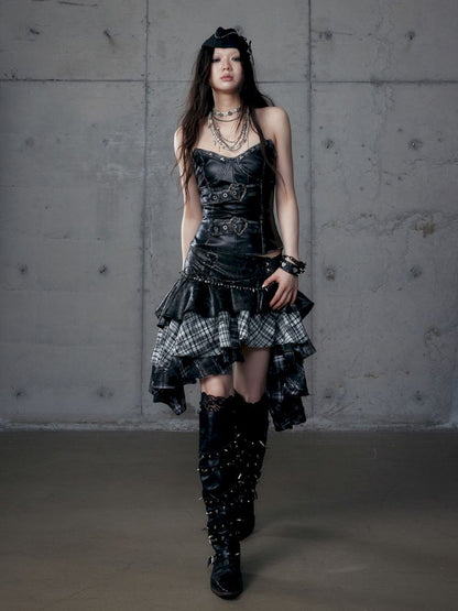 Heavy leather bustier skirt【s0000013467】