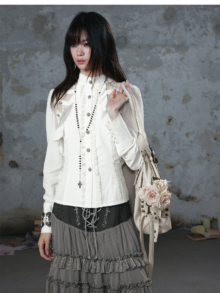 Napoleon Chiffon Patchwork Shirt【s0000018103】