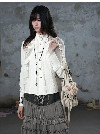Napoleon Chiffon Patchwork Shirt【s0000018103】