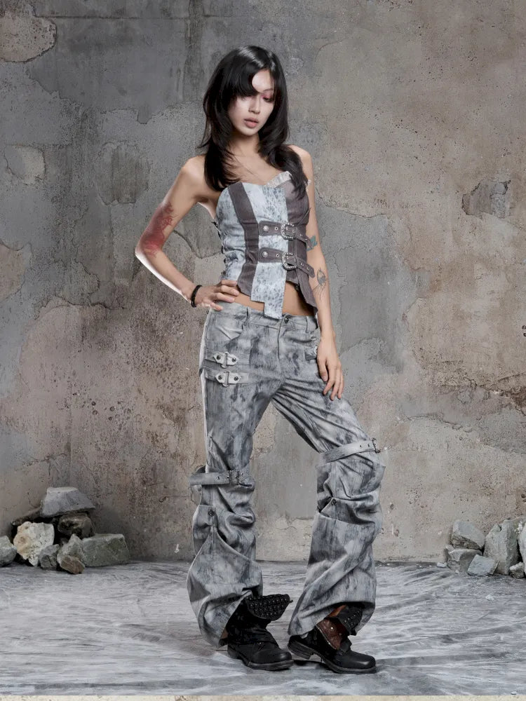 Strappy Asymmetric Cut-Out Fitted Halter Top【s0000014138】