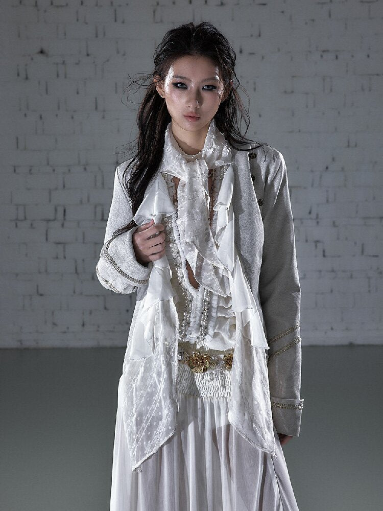 Streamer Snood Chiffon Leather Jacket【s0000015942】