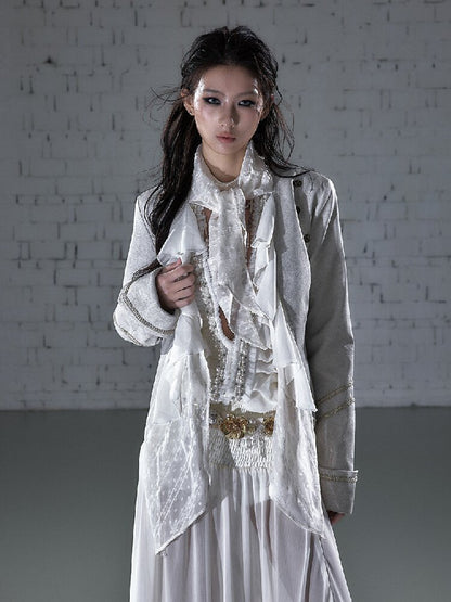 Streamer Snood Chiffon Leather Jacket【s0000015942】