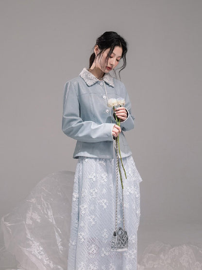 Detachable Lace Waist Leather Jacket【s0000015745】