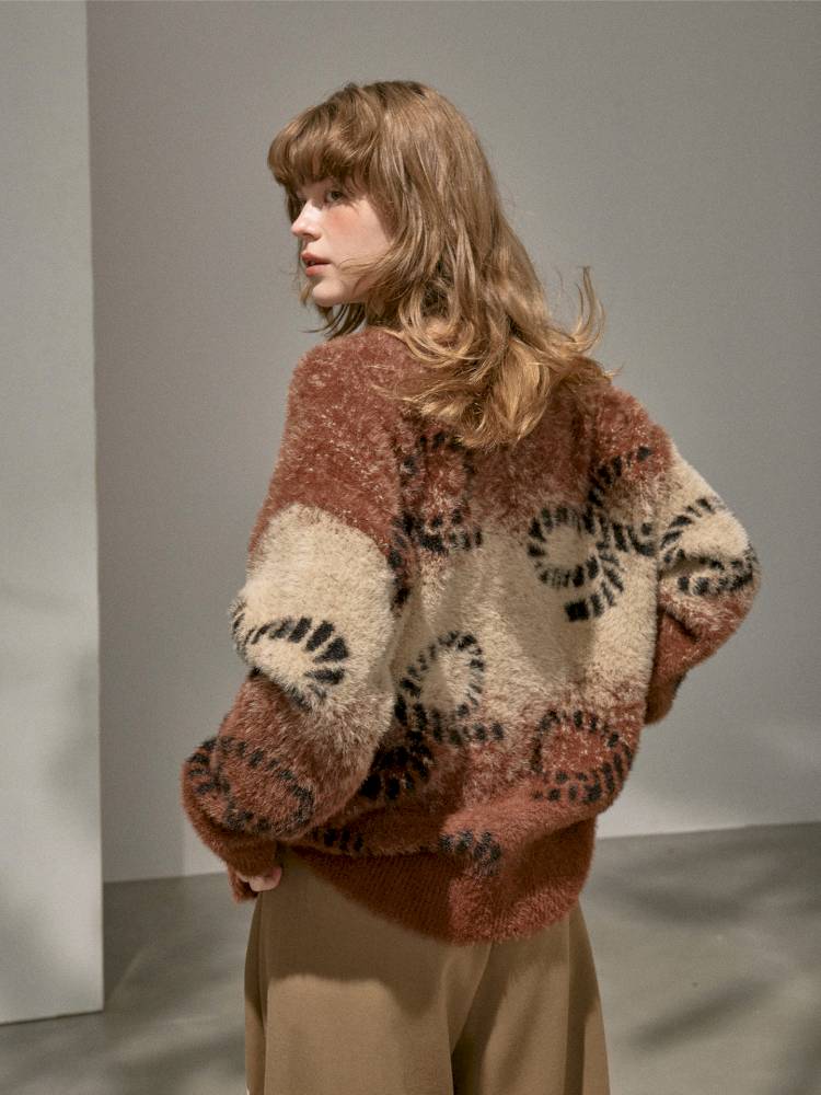 Oversized V-Neck Knit Cardigan【s0000014404】