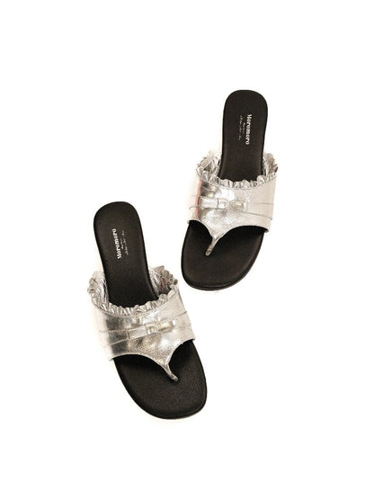 Top Grain Cowhide Ruffled Flip Flop【s0000017441】