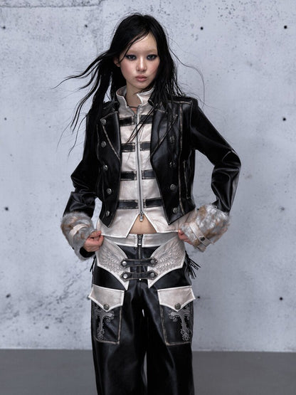 Fake Two Knight Leather Jacket【s0000015543】