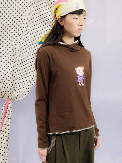 Printed Hood Girl Long Sleeve T【s0000015848】