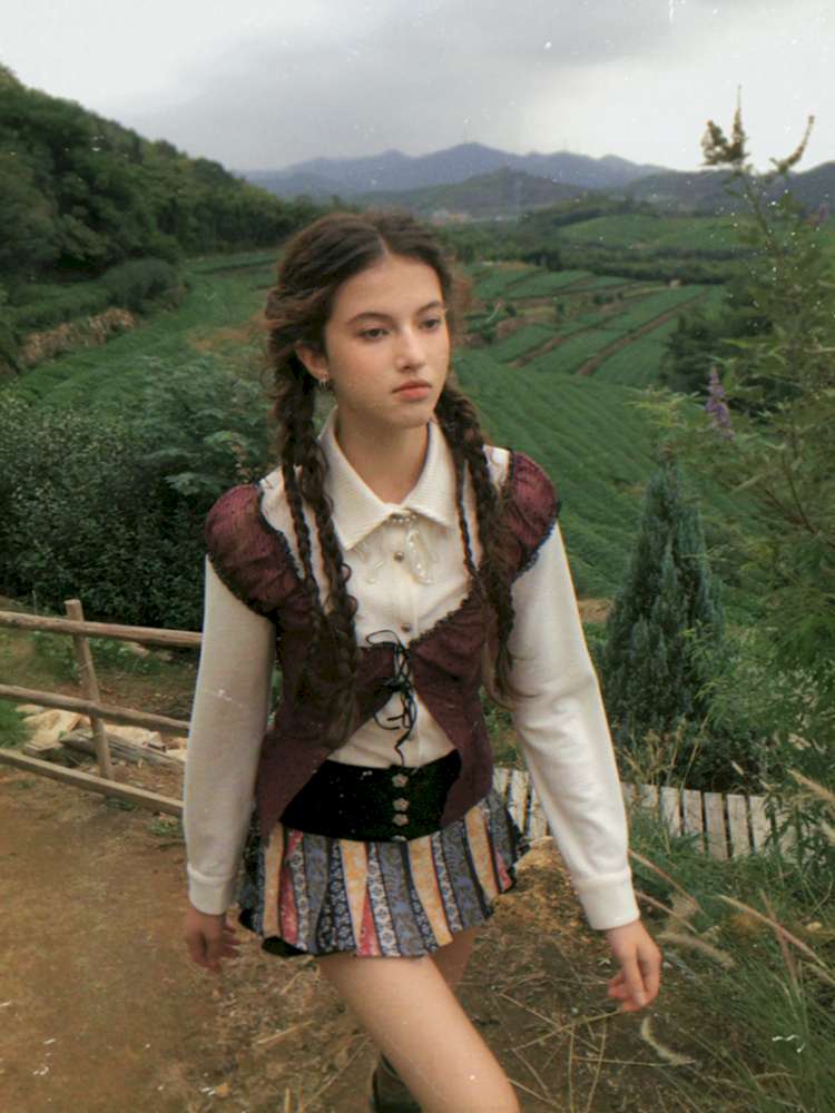 Blue Plaid Polka Dot Long Shirt【s0000014902】