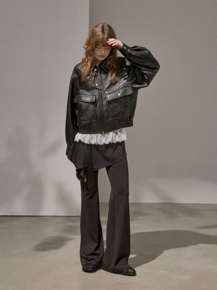 Beaded Drawstring Relaxed Fit Trousers【s0000014408】