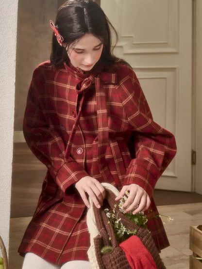 Red Check Coat Dress【s0000014328】