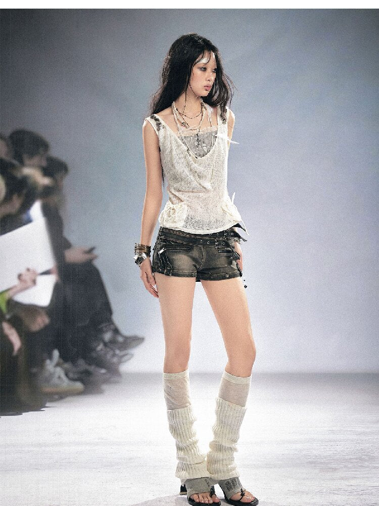 Sequin Studded Checkered Vest【s0000016216】