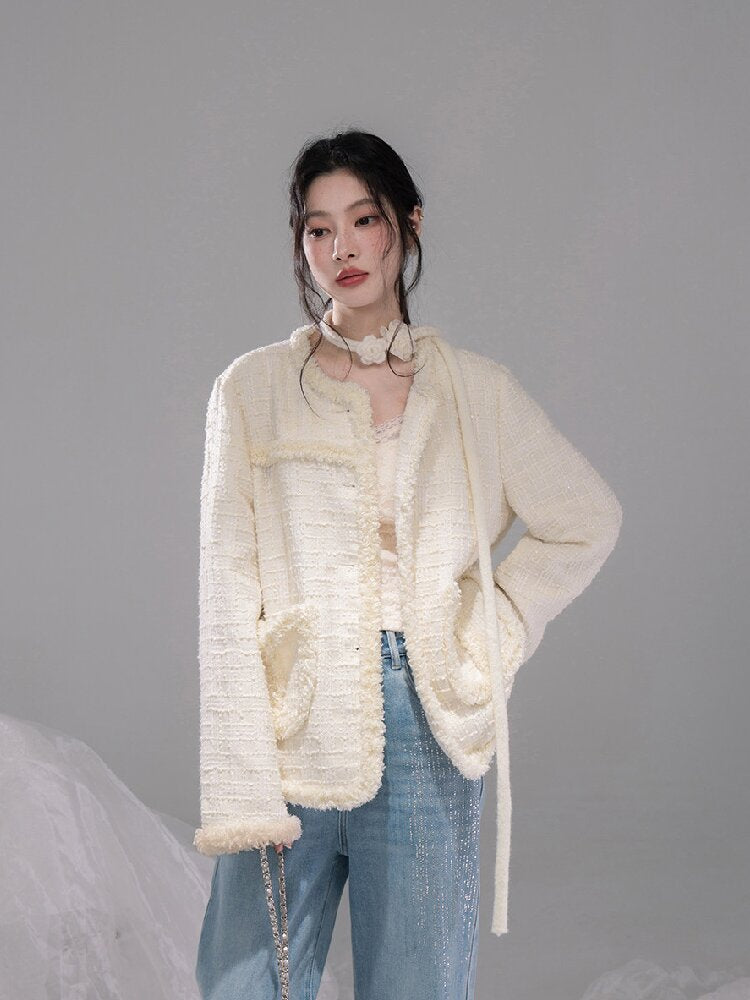 Broken Apricot White Wool Jacket【s0000015735】