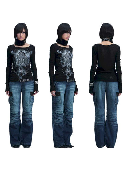 Knitted Mesh Hole Cross Rivet T-shirt【s0000014666】