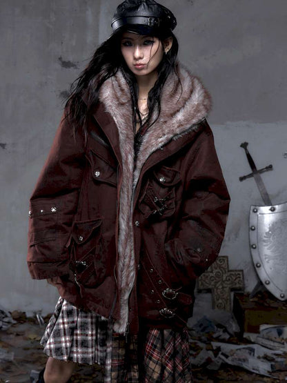 Mid-Length Fleece-Lined Cotton Jacket【s0000014475】