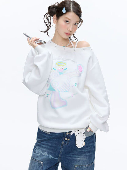White Star Bead Shoulder Sweatshirt【s0000016384】