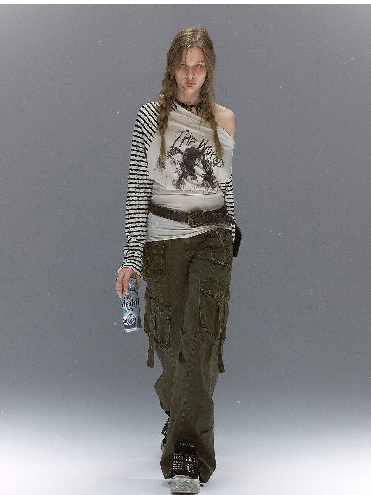 Double Waist Distressed Workwear【s0000017855】