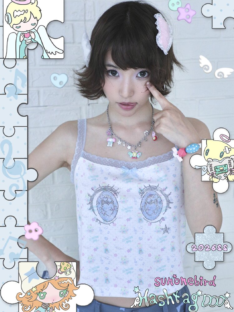 Playful Cartoon Eye Lace Camisole【s0000017475】