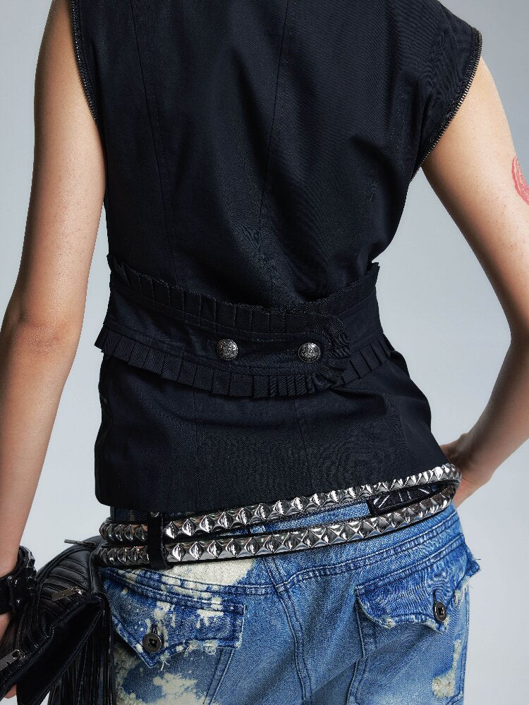 Lace Collar Court Cargo Vest Jacket【s0000017000】