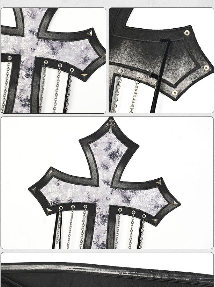 Sequin Cross Rivet Chain Corset【s0000013500】