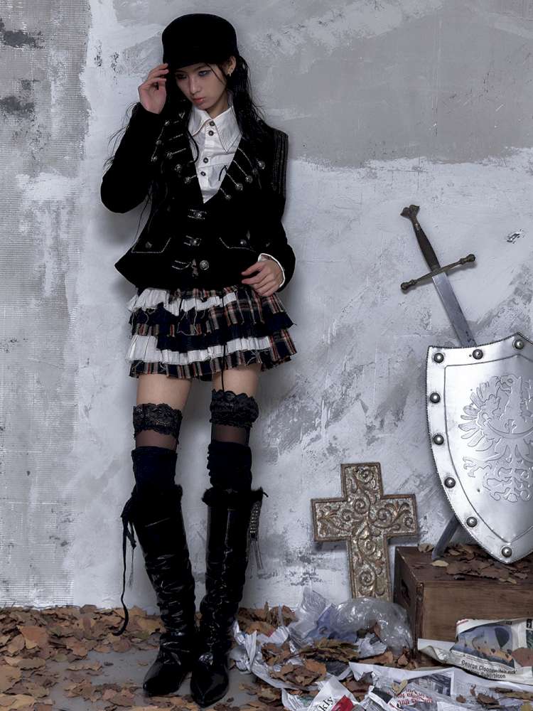 Heavy-Duty Plaid Tiered Skirt【s0000014477】