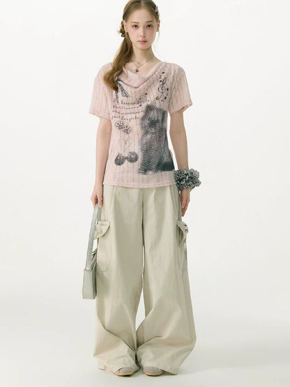 Apricot Bow High Waisted Trousers【s0000017150】