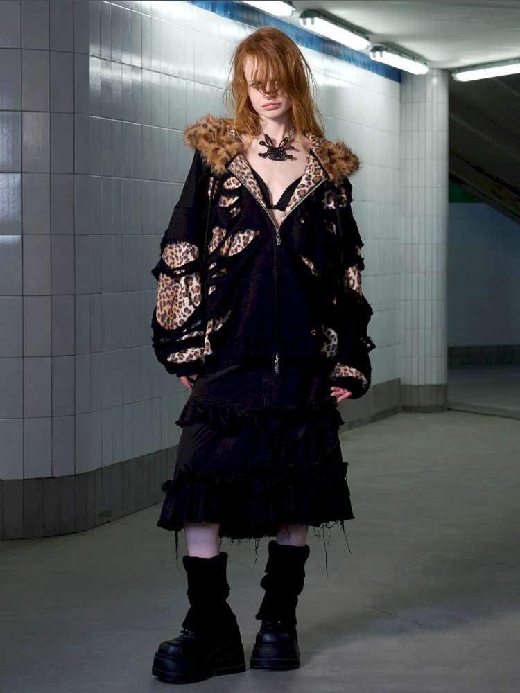 Leopard Print Rip Double Sweatshirt【s0000014646】