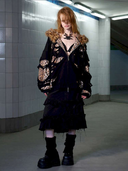 Leopard Print Rip Double Sweatshirt【s0000014646】