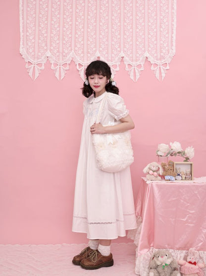 Neck Wreath Bow Embroidered Dress【s0000013491】