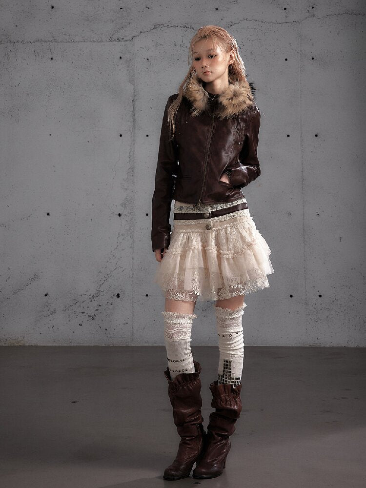 Riveted PU Leather Split Jacket【s0000019156】