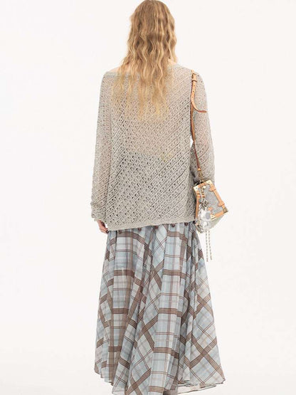 Diagonal Openwork Beaded Knitwear【s0000015405】