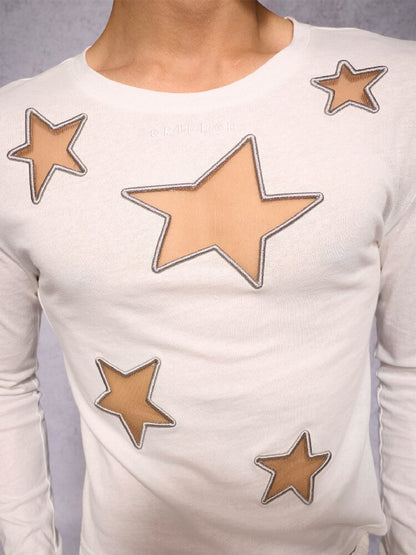 Star Hollow Mesh Embroidery Top【s0000019141】