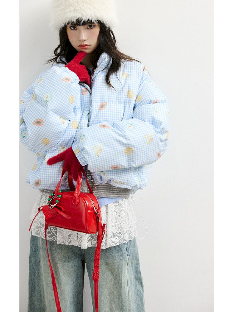 레트로 프린트 코튼 짧은 코트 [S0000011428]