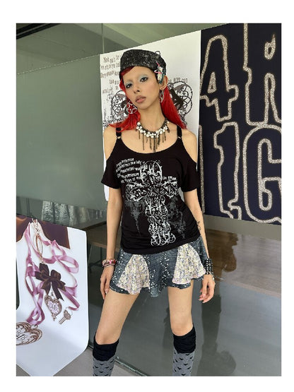 Graffiti Off-Shoulder Top【s0000018067】