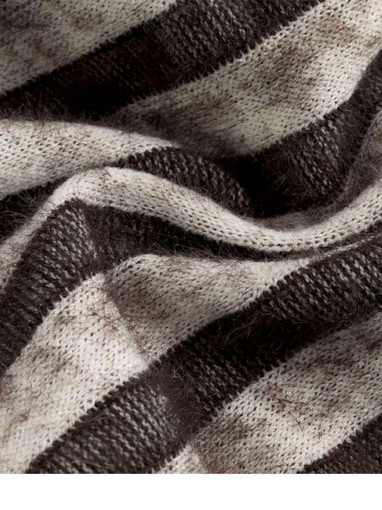 Striped Distressed Hooded Top【s0000014674】