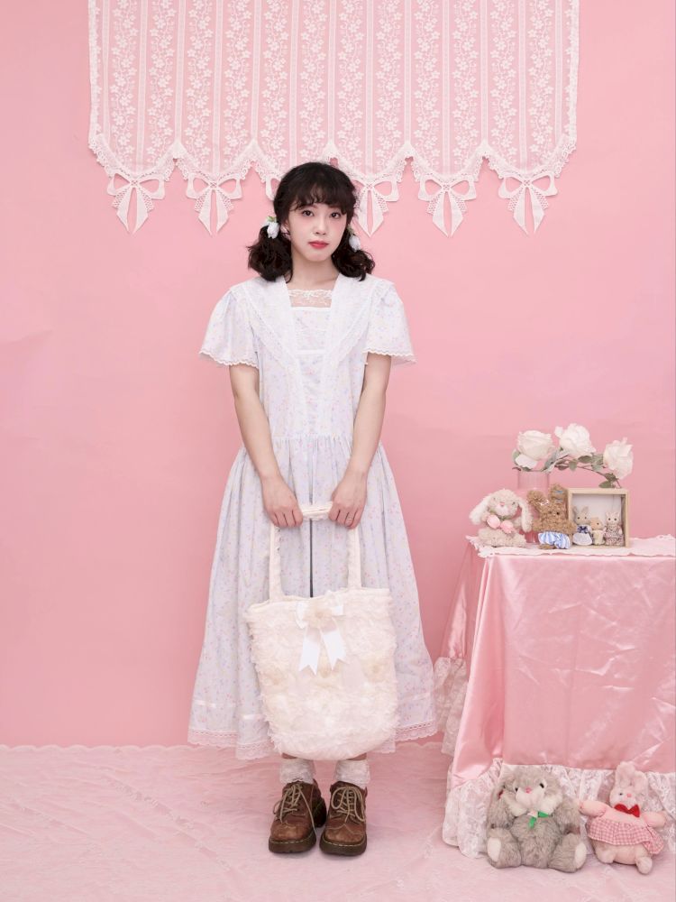 Lace Navy Neck Blue Dress【s0000013495】