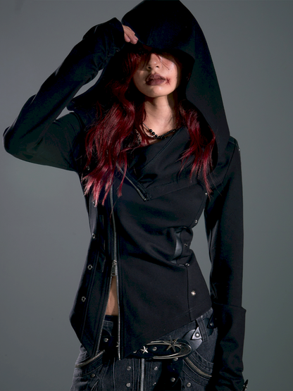 Asymmetric Slim-Fit Zipper Knit Cardigan【s0000013916】