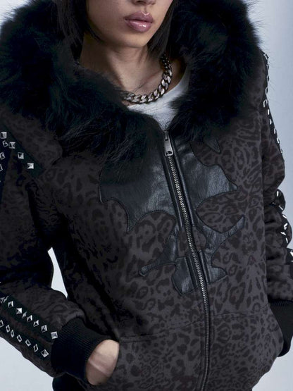 Leopard Print Plush Hooded Slacks Set【s0000014663】