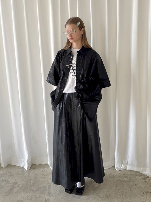 Coated Large Silhouette Shirt and Half Skirt Set【s0000007462】