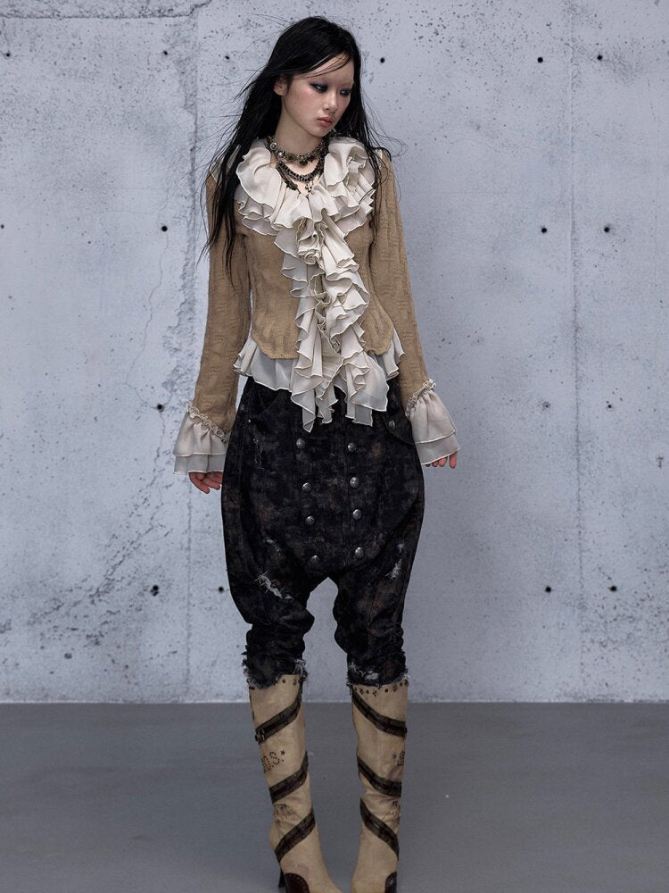 Ruffled Chiffon Flared Cardigan【s0000015548】