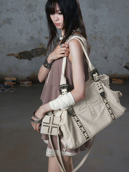 Dark Leather Cross Graffiti Bag【s0000018107】